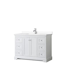 Load image into Gallery viewer, Wyndham Avery 48 Inch Single Bathroom Vanity in White, White Cultured Marble Countertop, Undermount Square Sink, No Mirror- Wyndham