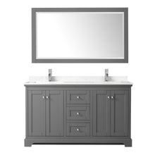 Load image into Gallery viewer, Wyndham Avery 60 Inch Double Bathroom Vanity in Dark Gray, Light-Vein Carrara Cultured Marble Countertop, Undermount Square Sinks, 58 Inch Mirror- Wyndham