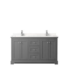 Load image into Gallery viewer, Wyndham Avery 60 Inch Double Bathroom Vanity in Dark Gray, Light-Vein Carrara Cultured Marble Countertop, Undermount Square Sinks, No Mirror- Wyndham