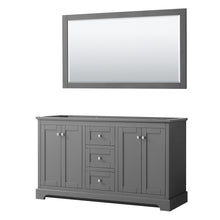 Load image into Gallery viewer, Wyndham Avery 60 Inch Double Bathroom Vanity in Dark Gray, No Countertop, No Sinks, and 58 Inch Mirror- Wyndham