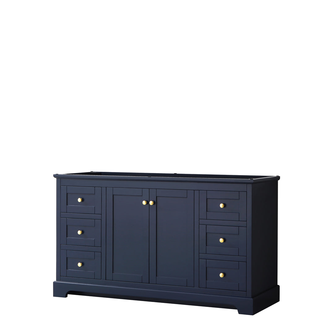 Wyndham Avery 60 Inch Single Bathroom Vanity in Dark Blue, No Countertop, No Sink, and No Mirror- Wyndham