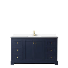 Load image into Gallery viewer, Wyndham Avery 60 Inch Single Bathroom Vanity in Dark Blue, White Cultured Marble Countertop, Undermount Square Sink, No Mirror- Wyndham