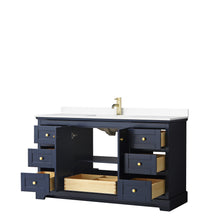 Load image into Gallery viewer, Wyndham Avery 60 Inch Single Bathroom Vanity in Dark Blue, White Cultured Marble Countertop, Undermount Square Sink, No Mirror- Wyndham