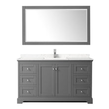 Load image into Gallery viewer, Wyndham Avery 60 Inch Single Bathroom Vanity in Dark Gray, Light-Vein Carrara Cultured Marble Countertop, Undermount Square Sink, 58 Inch Mirror- Wyndham