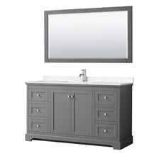 Load image into Gallery viewer, Wyndham Avery 60 Inch Single Bathroom Vanity in Dark Gray, Light-Vein Carrara Cultured Marble Countertop, Undermount Square Sink, 58 Inch Mirror- Wyndham