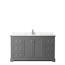 Load image into Gallery viewer, Wyndham Avery 60 Inch Single Bathroom Vanity in Dark Gray, Light-Vein Carrara Cultured Marble Countertop, Undermount Square Sink, No Mirror- Wyndham