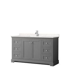 Load image into Gallery viewer, Wyndham Avery 60 Inch Single Bathroom Vanity in Dark Gray, Light-Vein Carrara Cultured Marble Countertop, Undermount Square Sink, No Mirror- Wyndham