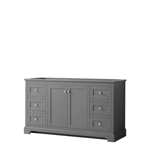Wyndham Avery 60 Inch Single Bathroom Vanity in Dark Gray, No Countertop, No Sink, and No Mirror- Wyndham
