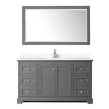 Load image into Gallery viewer, Wyndham Avery 60 Inch Single Bathroom Vanity in Dark Gray, White Cultured Marble Countertop, Undermount Square Sink, 58 Inch Mirror- Wyndham