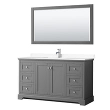 Load image into Gallery viewer, Wyndham Avery 60 Inch Single Bathroom Vanity in Dark Gray, White Cultured Marble Countertop, Undermount Square Sink, 58 Inch Mirror- Wyndham