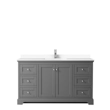 Load image into Gallery viewer, Wyndham Avery 60 Inch Single Bathroom Vanity in Dark Gray, White Cultured Marble Countertop, Undermount Square Sink, No Mirror- Wyndham
