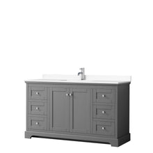 Load image into Gallery viewer, Wyndham Avery 60 Inch Single Bathroom Vanity in Dark Gray, White Cultured Marble Countertop, Undermount Square Sink, No Mirror- Wyndham