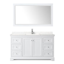 Load image into Gallery viewer, Wyndham Avery 60 Inch Single Bathroom Vanity in White, Light-Vein Carrara Cultured Marble Countertop, Undermount Square Sink, 58 Inch Mirror- Wyndham