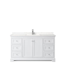 Load image into Gallery viewer, Wyndham Avery 60 Inch Single Bathroom Vanity in White, Light-Vein Carrara Cultured Marble Countertop, Undermount Square Sink, No Mirror- Wyndham