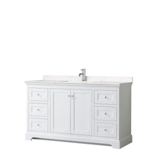 Load image into Gallery viewer, Wyndham Avery 60 Inch Single Bathroom Vanity in White, Light-Vein Carrara Cultured Marble Countertop, Undermount Square Sink, No Mirror- Wyndham