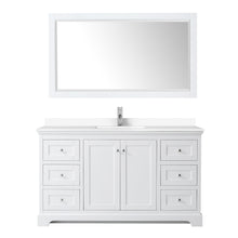 Load image into Gallery viewer, Wyndham Avery 60 Inch Single Bathroom Vanity in White, White Cultured Marble Countertop, Undermount Square Sink, 58 Inch Mirror- Wyndham