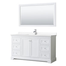 Load image into Gallery viewer, Wyndham Avery 60 Inch Single Bathroom Vanity in White, White Cultured Marble Countertop, Undermount Square Sink, 58 Inch Mirror- Wyndham