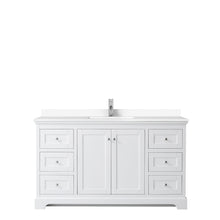 Load image into Gallery viewer, Wyndham Avery 60 Inch Single Bathroom Vanity in White, White Cultured Marble Countertop, Undermount Square Sink, No Mirror- Wyndham
