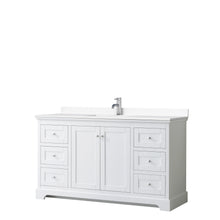 Load image into Gallery viewer, Wyndham Avery 60 Inch Single Bathroom Vanity in White, White Cultured Marble Countertop, Undermount Square Sink, No Mirror- Wyndham