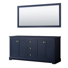 Load image into Gallery viewer, Wyndham Avery 72 Inch Double Bathroom Vanity in Dark Blue, No Countertop, No Sinks, and 70 Inch Mirror- Wyndham