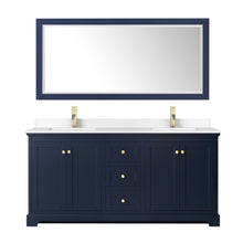 Load image into Gallery viewer, Wyndham Avery 72 Inch Double Bathroom Vanity in Dark Blue, White Cultured Marble Countertop, Undermount Square Sinks, No Mirror- Wyndham