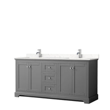 Load image into Gallery viewer, Wyndham Avery 72 Inch Double Bathroom Vanity in Dark Gray, Light-Vein Carrara Cultured Marble Countertop, Undermount Square Sinks, No Mirror- Wyndham