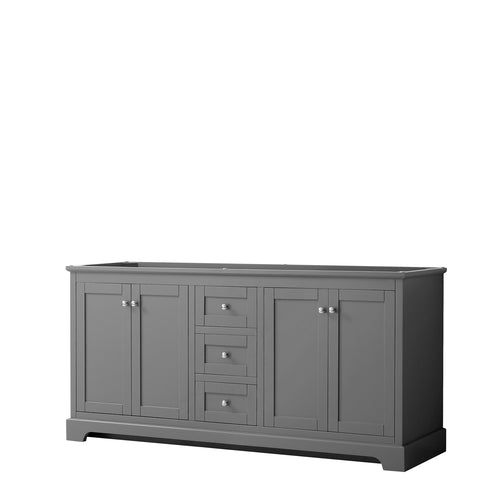 Wyndham Avery 72 Inch Double Bathroom Vanity in Dark Gray, No Countertop, No Sinks, and No Mirror- Wyndham