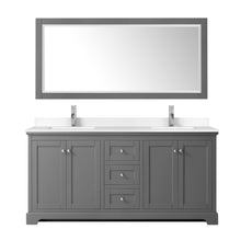 Load image into Gallery viewer, Wyndham Avery 72 Inch Double Bathroom Vanity in Dark Gray, White Cultured Marble Countertop, Undermount Square Sinks, No Mirror- Wyndham
