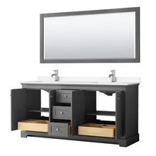 Load image into Gallery viewer, Wyndham Avery 72 Inch Double Bathroom Vanity in Dark Gray, White Cultured Marble Countertop, Undermount Square Sinks, No Mirror- Wyndham