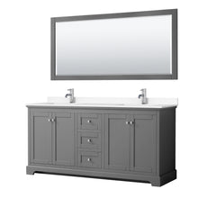 Load image into Gallery viewer, Wyndham Avery 72 Inch Double Bathroom Vanity in Dark Gray, White Cultured Marble Countertop, Undermount Square Sinks, 70 Inch Mirror- Wyndham