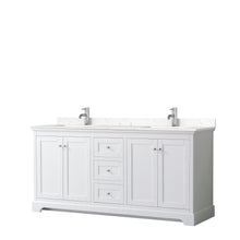 Load image into Gallery viewer, Wyndham Avery 72 Inch Double Bathroom Vanity in White, Light-Vein Carrara Cultured Marble Countertop, Undermount Square Sinks, No Mirror- Wyndham