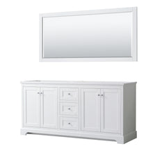 Load image into Gallery viewer, Wyndham Avery 72 Inch Double Bathroom Vanity in White, No Countertop, No Sinks, and 70 Inch Mirror- Wyndham