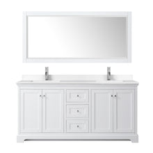 Load image into Gallery viewer, Wyndham Avery 72 Inch Double Bathroom Vanity in White, White Cultured Marble Countertop, Undermount Square Sinks, 70 Inch Mirror- Wyndham