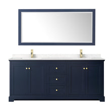 Load image into Gallery viewer, Wyndham Avery 80 Inch Double Bathroom Vanity in Dark Blue, Light-Vein Carrara Cultured Marble Countertop, Undermount Square Sinks, No Mirror- Wyndham