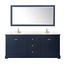 Load image into Gallery viewer, Wyndham Avery 80 Inch Double Bathroom Vanity in Dark Blue, White Cultured Marble Countertop, Undermount Square Sinks, No Mirror- Wyndham