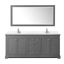 Load image into Gallery viewer, Wyndham Avery 80 Inch Double Bathroom Vanity in Dark Gray, Light-Vein Carrara Cultured Marble Countertop, Undermount Square Sinks, No Mirror- Wyndham