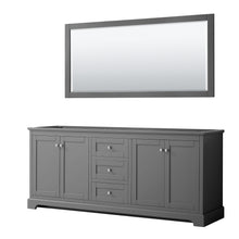 Load image into Gallery viewer, Wyndham Avery 80 Inch Double Bathroom Vanity in Dark Gray, No Countertop, No Sinks, and 70 Inch Mirror- Wyndham