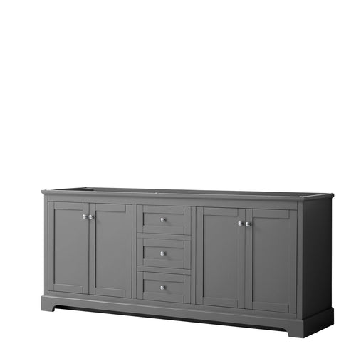 Wyndham Avery 80 Inch Double Bathroom Vanity in Dark Gray, No Countertop, No Sinks, and No Mirror- Wyndham