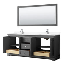 Load image into Gallery viewer, Wyndham Avery 80 Inch Double Bathroom Vanity in Dark Gray, White Cultured Marble Countertop, Undermount Square Sinks, No Mirror- Wyndham