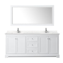 Load image into Gallery viewer, Wyndham Avery 80 Inch Double Bathroom Vanity in White, Light-Vein Carrara Cultured Marble Countertop, Undermount Square Sinks, No Mirror- Wyndham