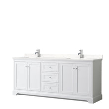 Load image into Gallery viewer, Wyndham Avery 80 Inch Double Bathroom Vanity in White, Light-Vein Carrara Cultured Marble Countertop, Undermount Square Sinks, No Mirror- Wyndham