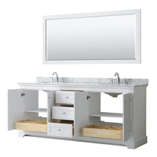 Load image into Gallery viewer, Wyndham Avery 80 Inch Double Bathroom Vanity in White, White Carrara Marble Countertop, Undermount Oval Sinks, and 70 Inch Mirror- Wyndham
