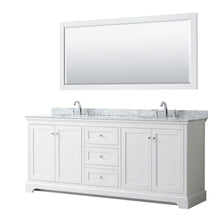 Load image into Gallery viewer, Wyndham Avery 80 Inch Double Bathroom Vanity in White, White Carrara Marble Countertop, Undermount Oval Sinks, and 70 Inch Mirror- Wyndham