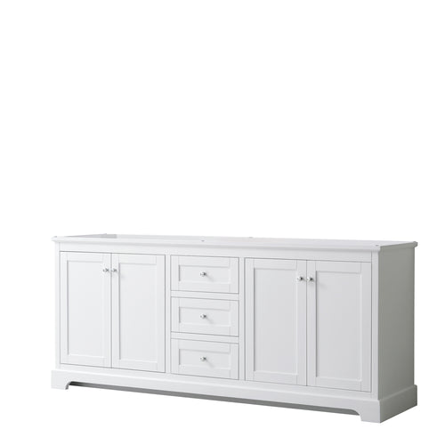 Wyndham Avery 80 Inch Double Bathroom Vanity in White, No Countertop, No Sinks, and No Mirror- Wyndham