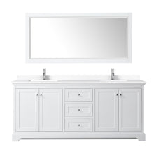 Load image into Gallery viewer, Wyndham Avery 80 Inch Double Bathroom Vanity in White, White Cultured Marble Countertop, Undermount Square Sinks, 70 Inch Mirror- Wyndham