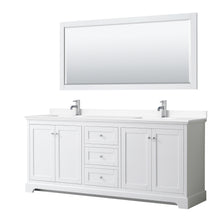Load image into Gallery viewer, Wyndham Avery 80 Inch Double Bathroom Vanity in White, White Cultured Marble Countertop, Undermount Square Sinks, 70 Inch Mirror- Wyndham