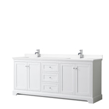 Load image into Gallery viewer, Wyndham Avery 80 Inch Double Bathroom Vanity in White, White Cultured Marble Countertop, Undermount Square Sinks, No Mirror- Wyndham
