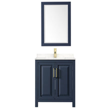 Load image into Gallery viewer, Wyndham Daria 30 Inch Single Bathroom Vanity in Dark Blue, Light-Vein Carrara Cultured Marble Countertop, Undermount Square Sink, 24 Inch Mirror- Wyndham