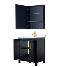 Load image into Gallery viewer, Wyndham Daria 30 Inch Single Bathroom Vanity in Dark Blue, Light-Vein Carrara Cultured Marble Countertop, Undermount Square Sink, Medicine Cabinet- Wyndham