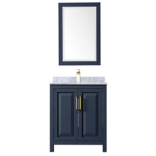 Load image into Gallery viewer, Wyndham Daria 30 Inch Single Bathroom Vanity in Dark Blue, White Carrara Marble Countertop, Undermount Square Sink, 24 Inch Mirror- Wyndham